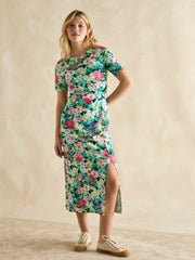 Annabelle Green Floral Twist Jersey T-Shirt Dress - Women