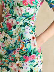 Annabelle Green Floral Twist Jersey T-Shirt Dress - Women