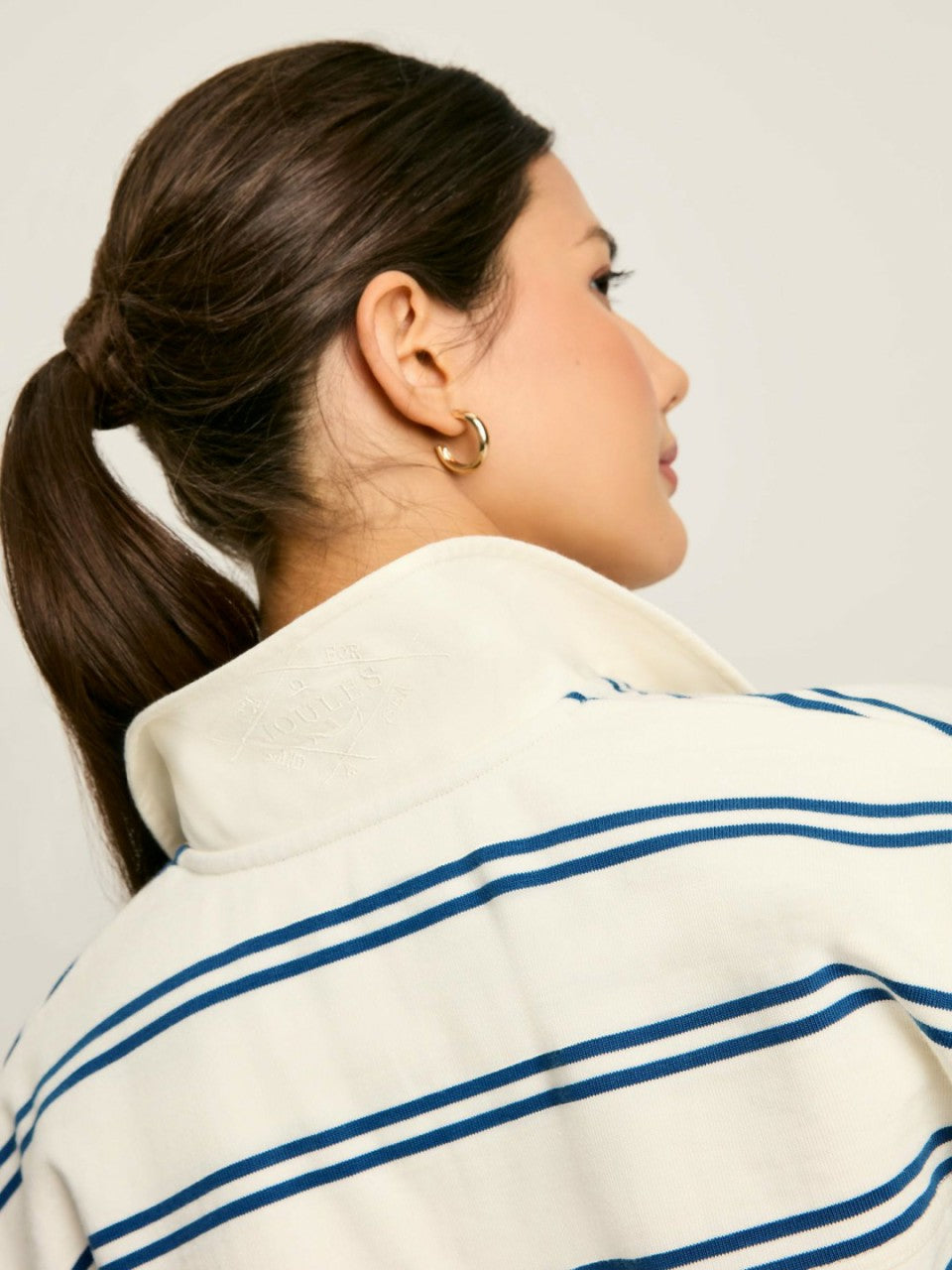 Bayside Cream/Navy Cotton Deck Shirt - Women