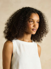 Delphine White Shift Dress With Linen - Women