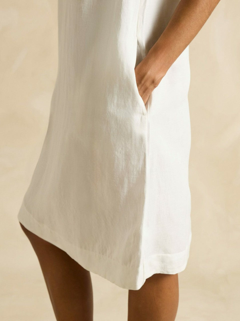 Delphine White Shift Dress With Linen - Women