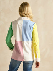 Falmouth White Pastel Hotch Potch Collared Rugby Shirt - Women