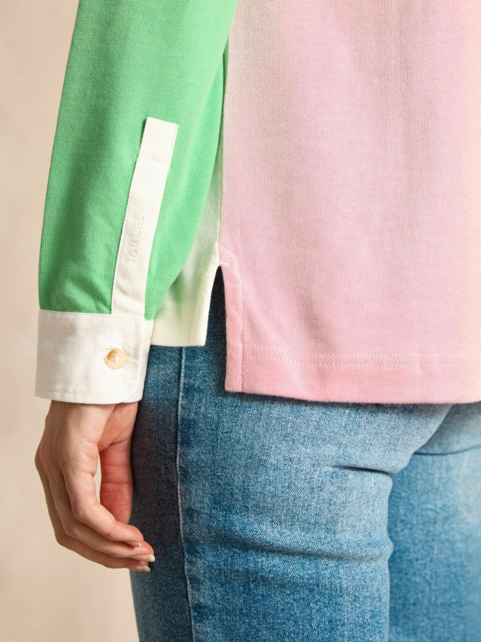 Falmouth White Pastel Hotch Potch Collared Rugby Shirt - Women