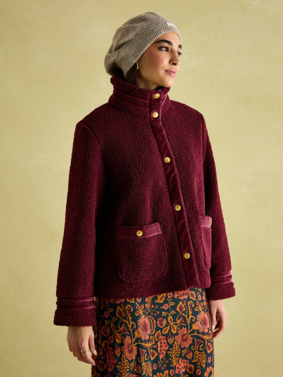 Fleur Red Fleece Jacket - Women