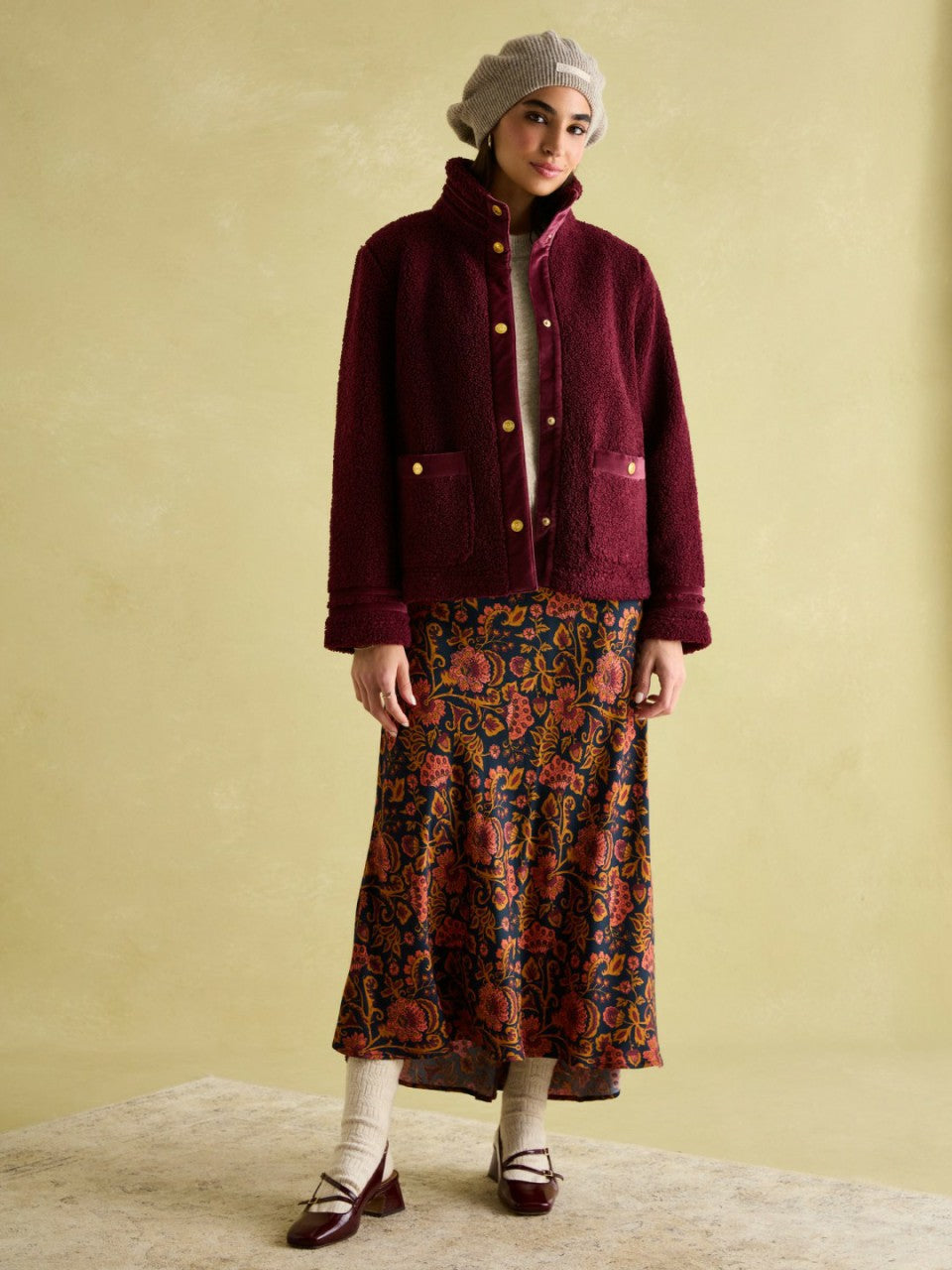 Fleur Red Fleece Jacket - Women