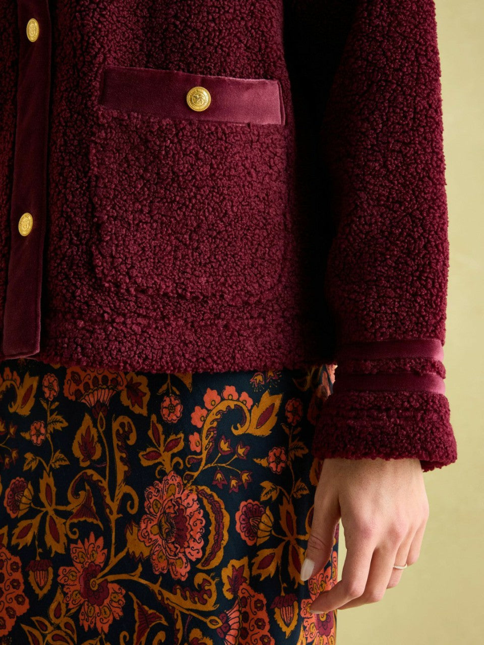 Fleur Red Fleece Jacket - Women