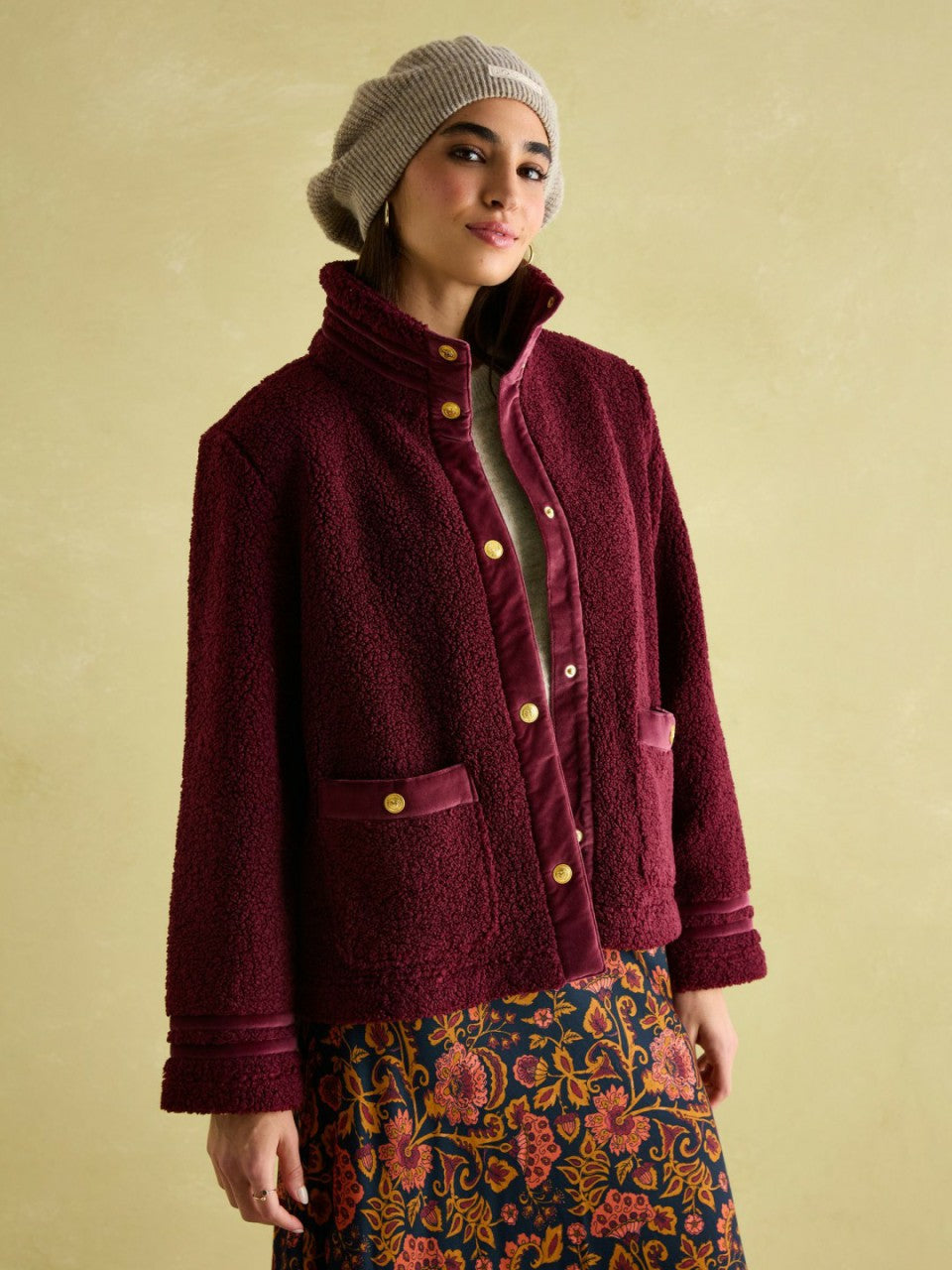 Fleur Red Fleece Jacket - Women