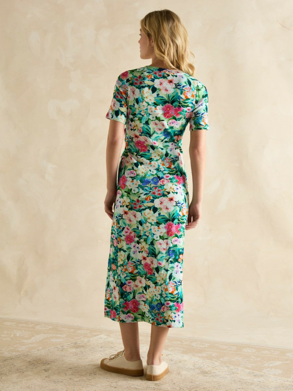 Annabelle Green Floral Twist Jersey T-Shirt Dress - Women