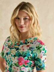 Annabelle Green Floral Twist Jersey T-Shirt Dress - Women