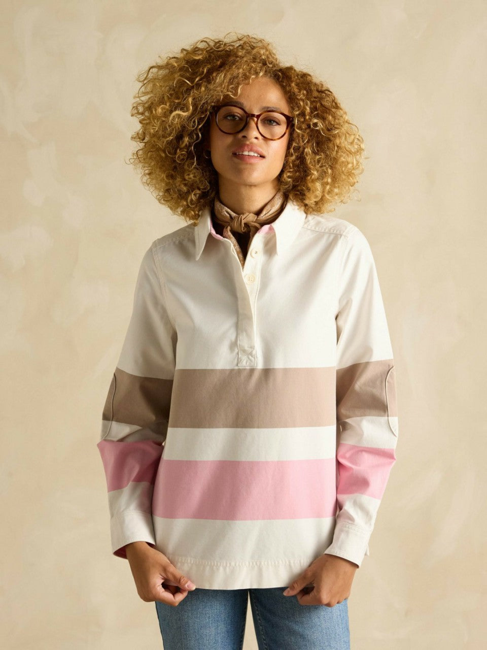Brinley Tan/Pink Deck Shirt - Women