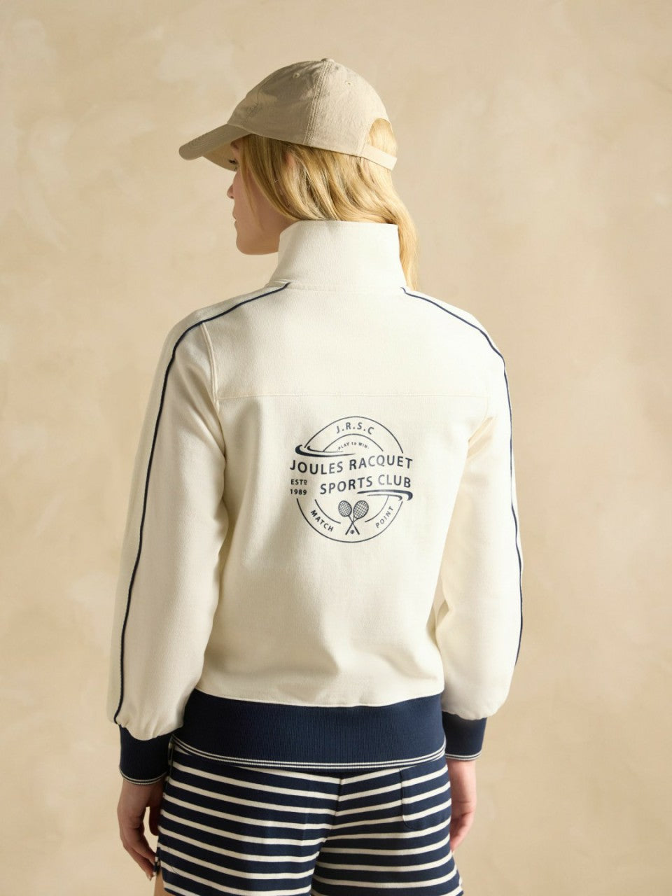 Cream Zip Through Cotton Jersey Track Jacket - Women