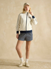 Cream Zip Through Cotton Jersey Track Jacket - Women