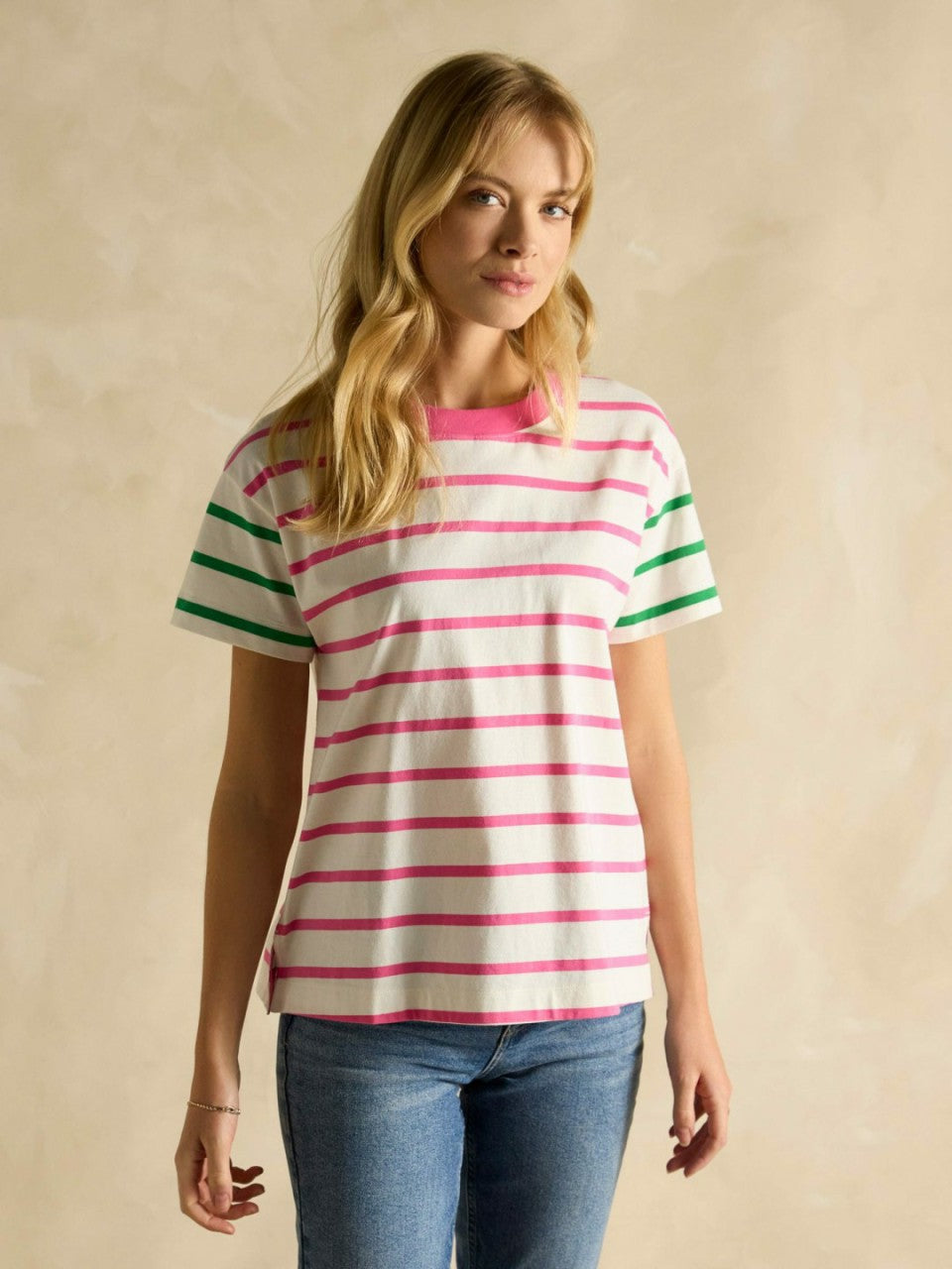 Ellie Pink Multi Short Sleeve Jersey Top - Women