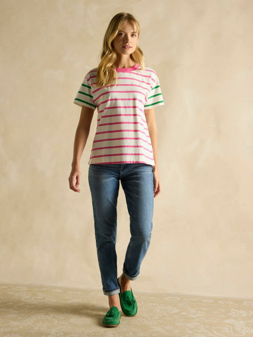 Ellie Pink Multi Short Sleeve Jersey Top - Women