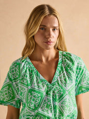 Connie Green/Blue Cotton Midi Dress - Women