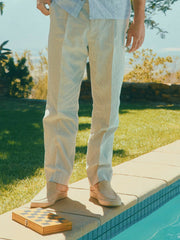 Ecru White Slim Fit Stripe Suit Trousers - Men