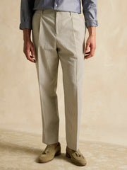 Ecru White Slim Fit Stripe Suit Trousers - Men