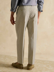 Ecru White Slim Fit Stripe Suit Trousers - Men